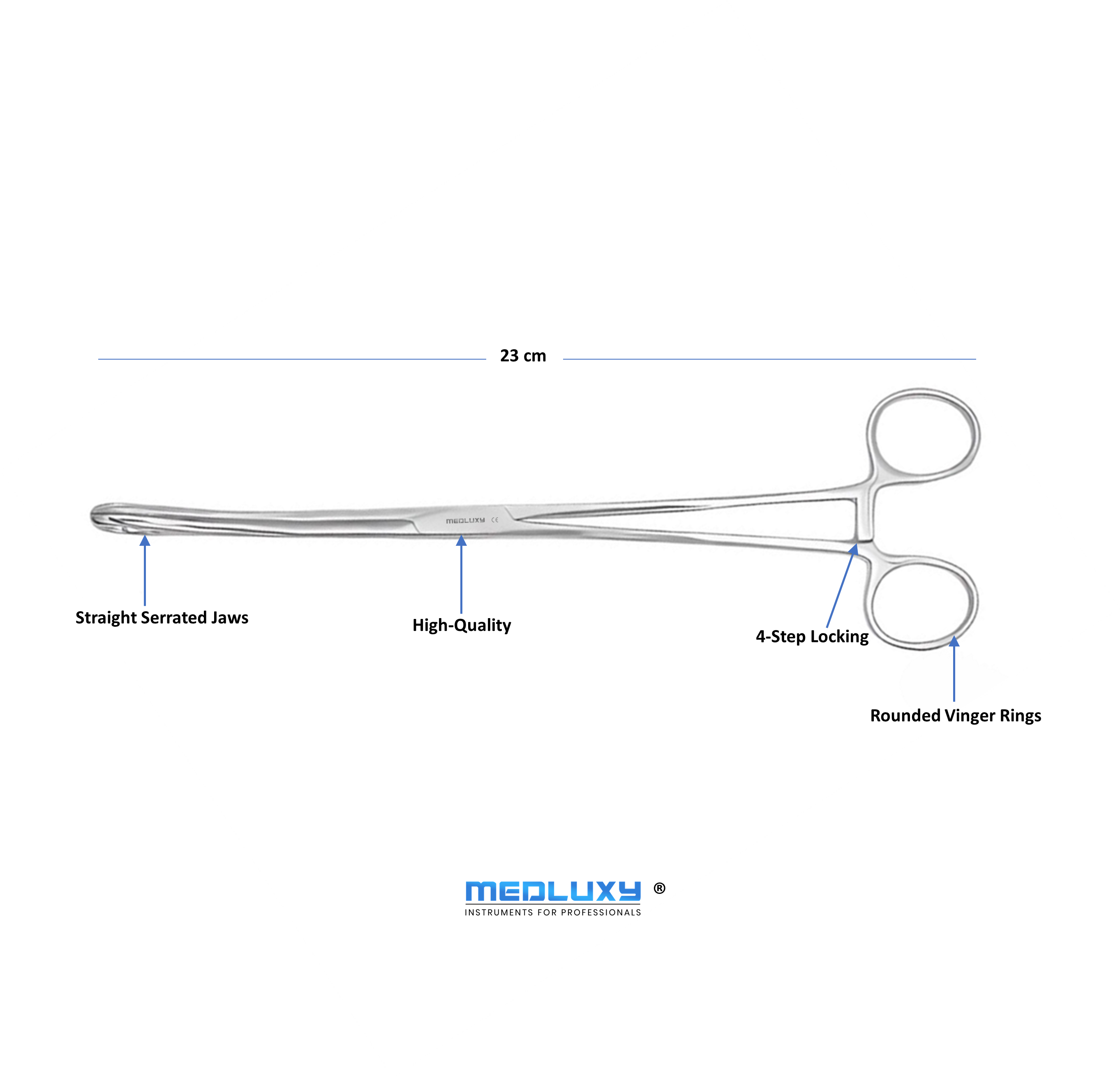 Medluxy - Tampontang Foerster Sponge Forcep - Recht - 25 cm - M-0639